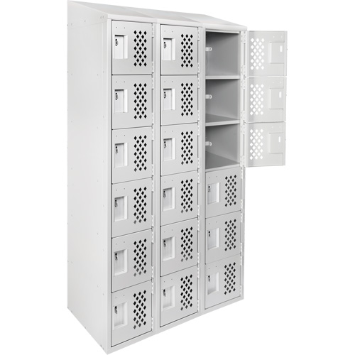 Clean-Line Perforated Lockerette, 6 -tier, Bank of 3, 12" x 72" x 12", Steel CSL Industriel Inc.