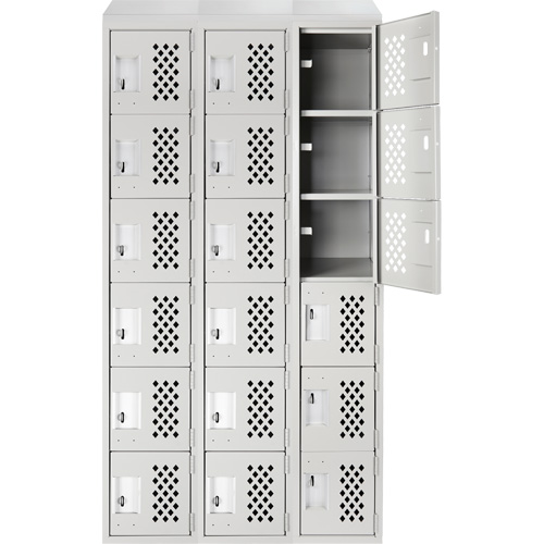 Clean-Line Perforated Lockerette, 6 -tier, Bank of 3, 12" x 72" x 12", Steel CSL Industriel Inc.