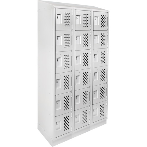 Assembled Lockerettes Clean Line Perforated Economy Lockers, 6 -tier, Bank of 3, 18" x 72" x 12", Steel CSL Industriel Inc.
