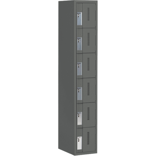 Concorde Heavy-Duty Lockers, 6 -tier, 12" x 18" x 72", Steel, Charcoal, Welded (Assembled) CSL Industriel Inc.