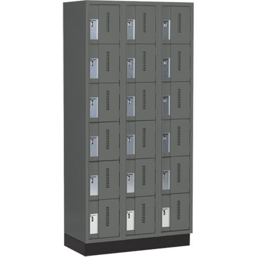 Concorde Heavy-Duty Lockers, 6 -tier, Bank of 3, 36" x 18" x 76", Steel, Charcoal, Welded (Assembled) CSL Industriel Inc.