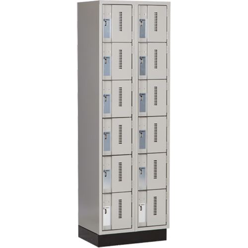 Concorde Heavy-Duty Lockers, 6 -tier, Bank of 2, 24" x 18" x 76", Steel, Grey, Welded (Assembled) CSL Industriel Inc.