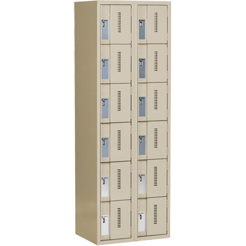 Concorde Heavy-Duty Lockers, 6 -tier, Bank of 2, 24" x 18" x 72", Steel, Beige, Welded (Assembled) CSL Industriel Inc.