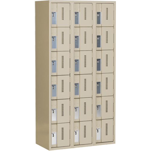 Casiers robustes Concorde, 6 niveaux, Bloc de 3, 36" x 18" x 72", Acier, Beige, Soud&eacute; (assembl&eacute;) CSL Industriel Inc.