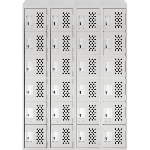 Assembled Clean Line Perforated Economy Lockers, 6 -tier, Bank of 4, 18" x 72" x 12", Steel CSL Industriel Inc.