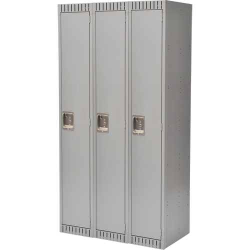 Lockers, Bank of 3, 36" x 18" x 72", Steel, Grey, Rivet (Assembled) CSL Industriel Inc.