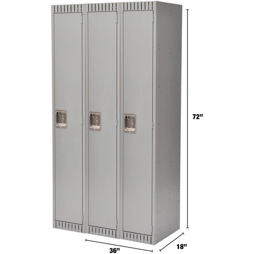 Lockers, Bank of 3, 36" x 18" x 72", Steel, Grey, Rivet (Assembled) CSL Industriel Inc.