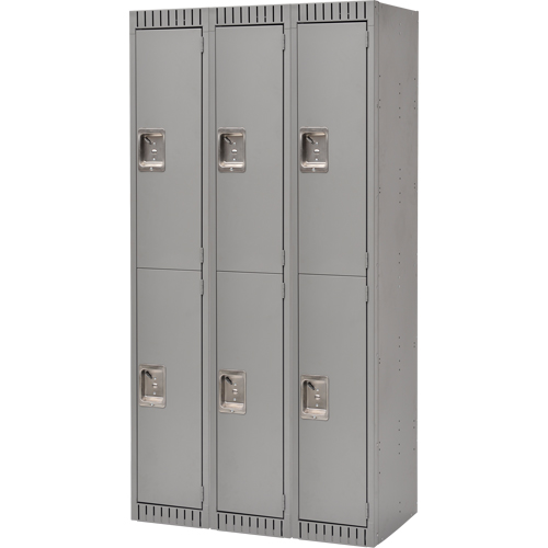 Lockers, 2 -tier, Bank of 3, 36" x 18" x 72", Steel, Grey, Knocked Down CSL Industriel Inc.