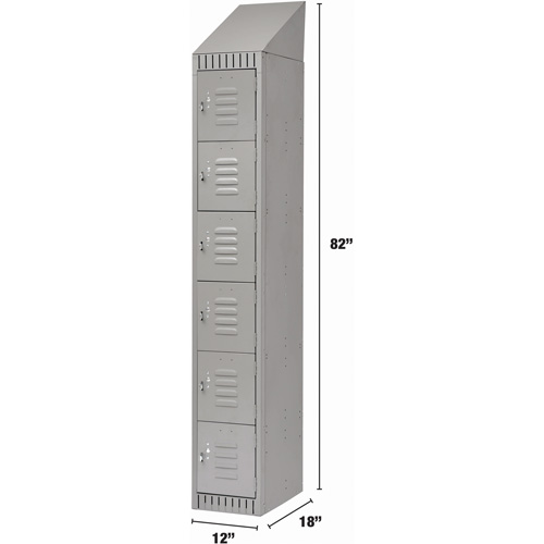 Lockers, 6 -tier, 12" x 18" x 82", Steel, Grey, Knocked Down CSL Industriel Inc.