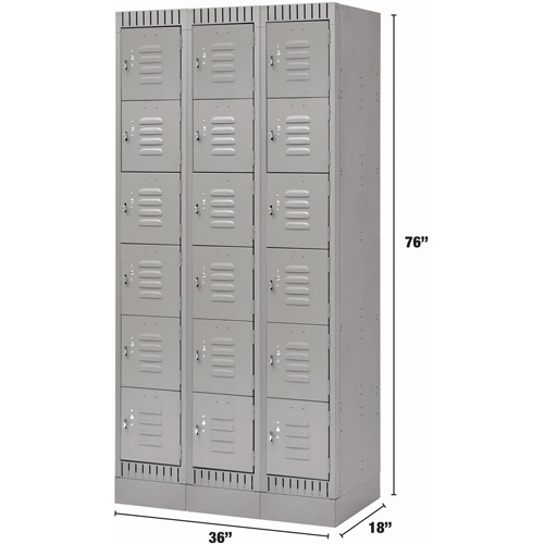 Casiers, 6 niveaux, Bloc de 3, 36" x 18" x 76", Acier, Gris, D&eacute;mont&eacute; CSL Industriel Inc.