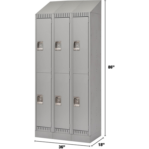 Casiers, 2 niveaux, Bloc de 3, 36" x 18" x 86", Acier, Gris, D&eacute;mont&eacute; CSL Industriel Inc.