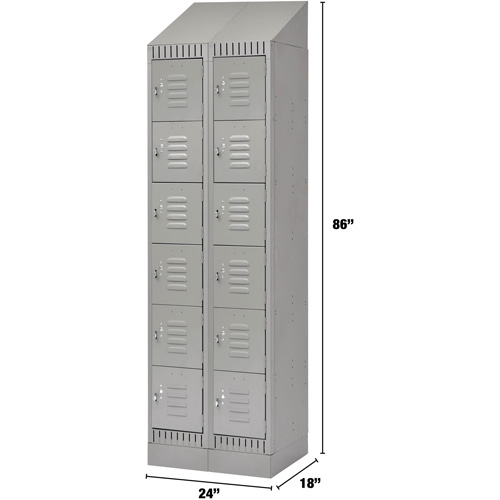 Casiers, 6 niveaux, Bloc de 2, 24" x 18" x 86", Acier, Gris, D&eacute;mont&eacute; CSL Industriel Inc.