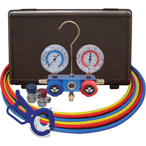 Jeu de manom&egrave;tres collecteurs pour automobile avec coupleurs manuels et robinet perce-canette lat&eacute;rale 3 en 1 CSL Industriel Inc.