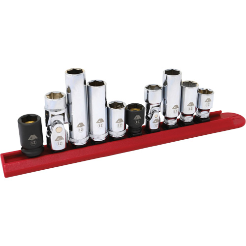 Chrome Finish Socket Set with Rail, 10 Pieces, 1/4"/3/8" Drive Size CSL Industriel Inc.