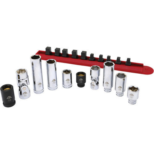Chrome Finish Socket Set with Rail, 10 Pieces, 1/4"/3/8" Drive Size CSL Industriel Inc.