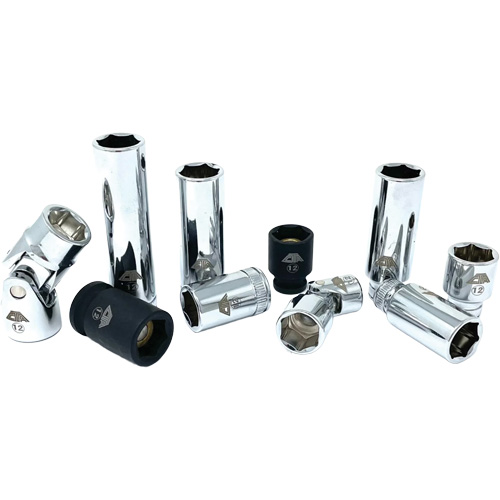 Chrome Finish Socket Set with Rail, 10 Pieces, 1/4"/3/8" Drive Size CSL Industriel Inc.