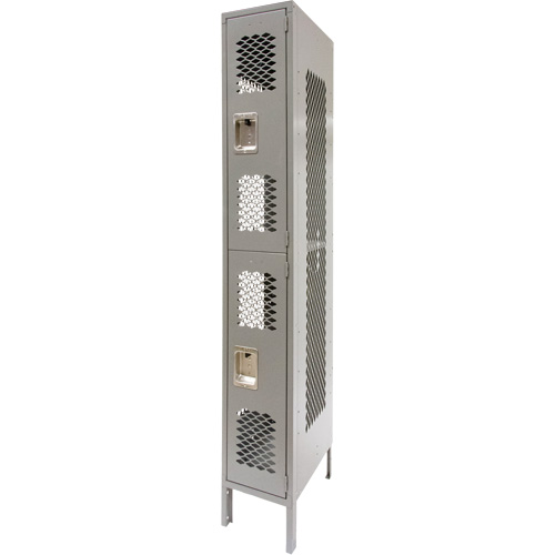 Vented Lockers, 2 -tier, 12" x 18" x 78", Steel, Grey, Knocked Down, Perforated CSL Industriel Inc.
