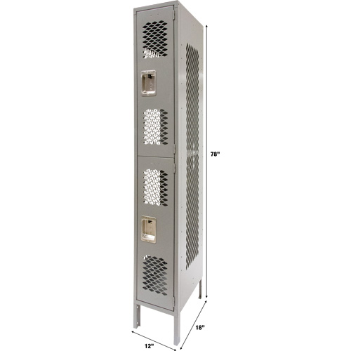 Vented Lockers, 2 -tier, 12" x 18" x 78", Steel, Grey, Knocked Down, Perforated CSL Industriel Inc.