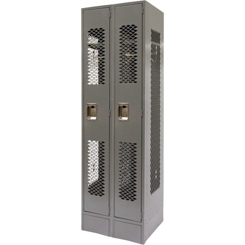 Vented Lockers, Bank of 2, 24" x 18" x 78", Steel, Grey, Knocked Down, Perforated CSL Industriel Inc.