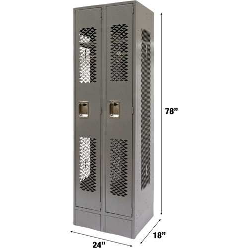 Vented Lockers, Bank of 2, 24" x 18" x 78", Steel, Grey, Knocked Down, Perforated CSL Industriel Inc.