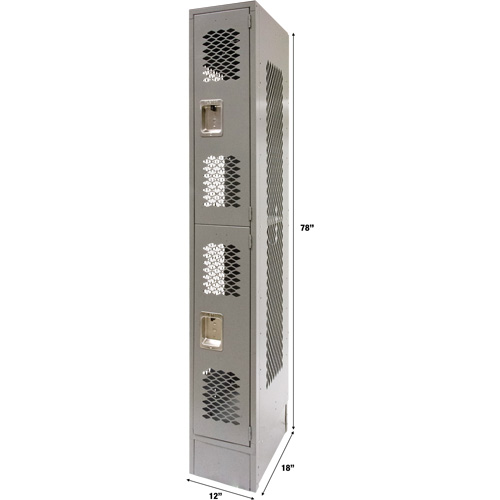 Casiers ventil&eacute;s, 2 niveaux, 12" x 18" x 78", Acier, Gris, D&eacute;mont&eacute;, Perfor&eacute; CSL Industriel Inc.