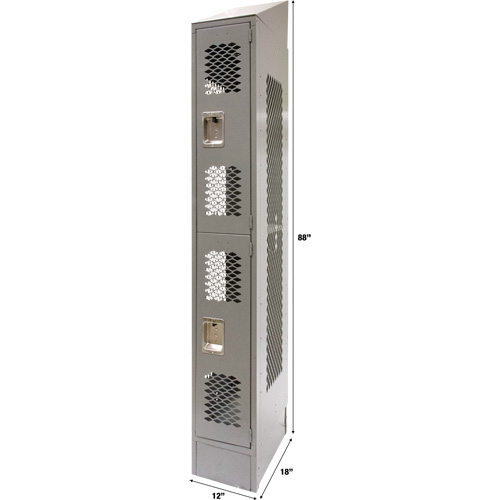 Vented Lockers, 2 -tier, 12" x 18" x 88", Steel, Grey, Knocked Down, Perforated CSL Industriel Inc.