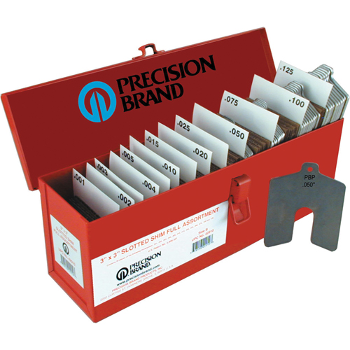 Slotted Shim Assortments, 4" L x 0.001"- 0.125" Thickness, 4" W, Stainless Steel CSL Industriel Inc.
