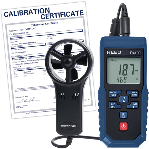R4100 Vane Thermo-Anemometer with Air Volume with Calibration Certificate, Data Logging, 0.4 - 30 m/sec Air Velocity Range CSL Industriel Inc.