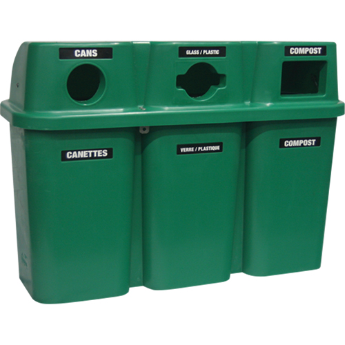 Contenants de recyclage Bullseye, Bord de rue, Plastique, 3 x 22 gal. US CSL Industriel Inc.