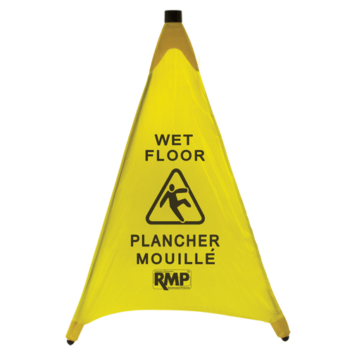 C&ocirc;ne de s&eacute;curit&eacute; &agrave; d&eacute;ploiement pour plancher mouill&eacute;, Bilingue avec pictogramme CSL Industriel Inc.