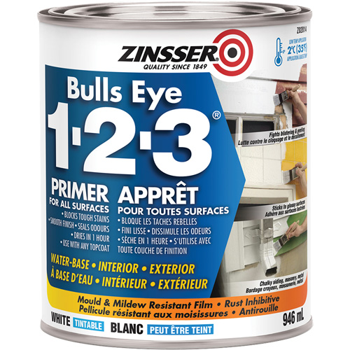 Appr&ecirc;t &agrave; base d'eau Bulls Eye 1-2-3, 946 ml, Canette, Blanc CSL Industriel Inc.