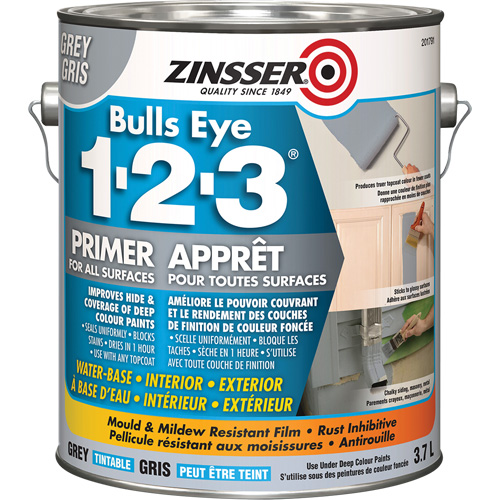 Bulls Eye 1-2-3&reg; Water-Base Primer, 3.78 L, Gallon, Grey CSL Industriel Inc.