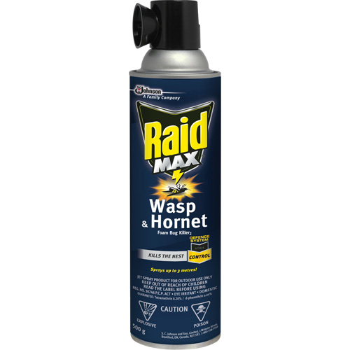 Raid&reg; Max&reg; Wasp & Hornet Foam Bug Killer, 500 g, Aerosol Can, Solvent Base CSL Industriel Inc.