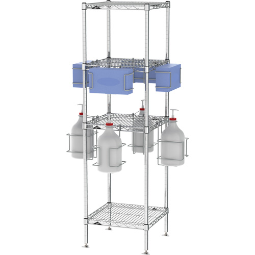 Portoir d'&eacute;PI/d&eacute;sinfectant avec tablettes CSL Industriel Inc.