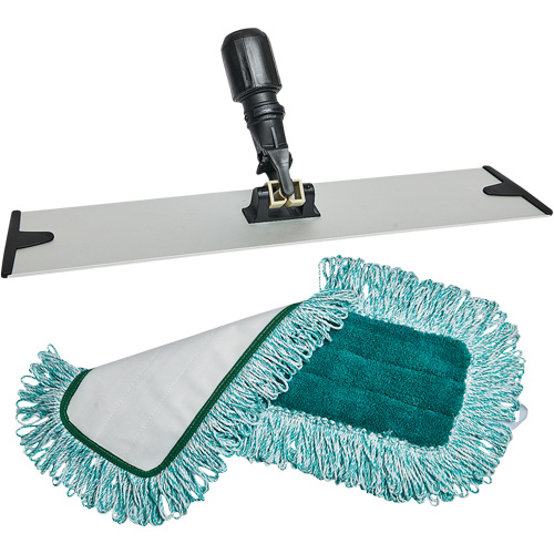 Tampon pour vadrouille &agrave; &eacute;pousseter et support, Style Boucles et crochets, Polyester, 18" lo x 5-3/4" la CSL Industriel Inc.