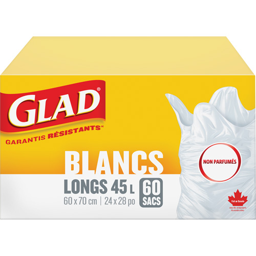 Tall 45L Unscented Garbage Bags, Regular, 24" W x 28" L, White CSL Industriel Inc.
