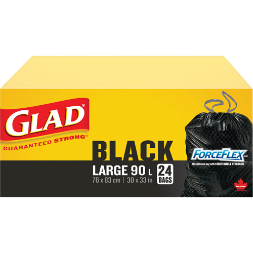 90L Garbage Bags, Regular, 30" W x 33" L, Black CSL Industriel Inc.