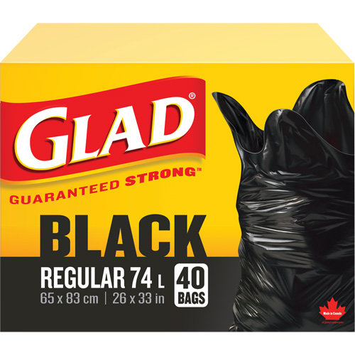 Sacs &agrave; ordures 74 L, R&eacute;gulier, 26" la x 33" lo, Noir CSL Industriel Inc.