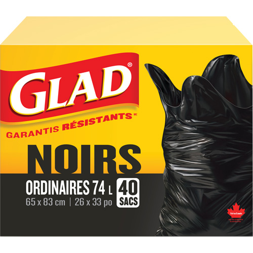 Sacs &agrave; ordures 74 L, R&eacute;gulier, 26" la x 33" lo, Noir CSL Industriel Inc.