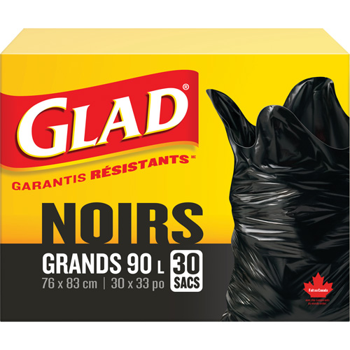 90L Garbage Bags, Regular, 30" W x 33" L, Black CSL Industriel Inc.