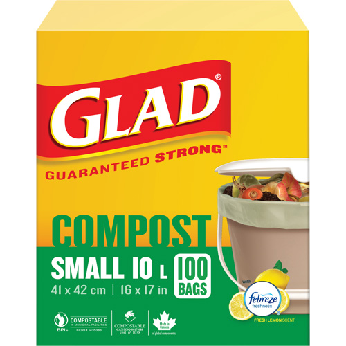 Small Compostable Bags, Regular, 17" L x 16" W, Brown, 10 L (3 Gal.) Capacity CSL Industriel Inc.