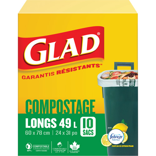 Sacs de compostage hauts, R&eacute;gulier, 31" lo x 24" la, Brun, Capacit&eacute; de 49 L (13 gal.) CSL Industriel Inc.