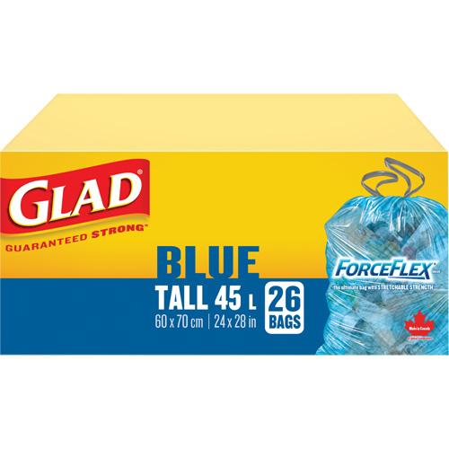 Sacs de recyclage 45 L, R&eacute;gulier, 24" la x 28" lo, Bleu CSL Industriel Inc.