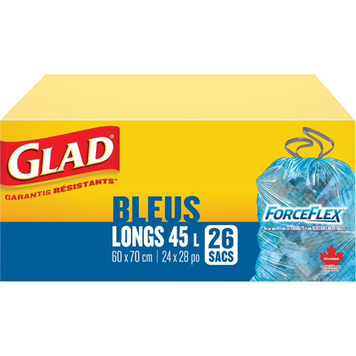 Sacs de recyclage 45 L, R&eacute;gulier, 24" la x 28" lo, Bleu CSL Industriel Inc.