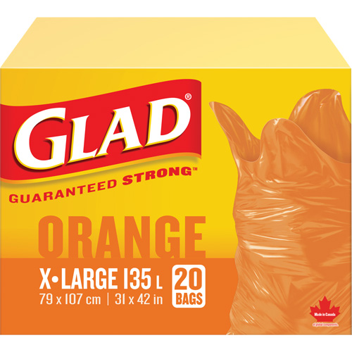 135L Garbage Bags, Regular, 31" W x 42" L, Orange CSL Industriel Inc.