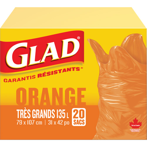 135L Garbage Bags, Regular, 31" W x 42" L, Orange CSL Industriel Inc.