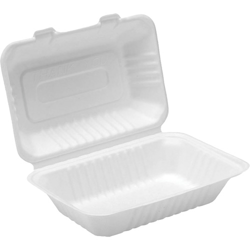 Compostable Hinged Food Containers, Bagasse, Rectangular CSL Industriel Inc.