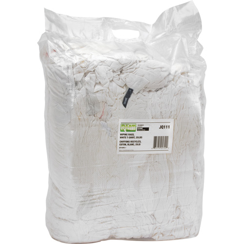 Recycled Material Wiping Rags, Cotton, White, 25 lbs. CSL Industriel Inc.
