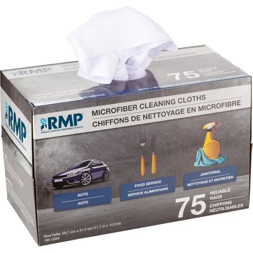 Chiffons lavables pour le nettoyage, Microfibre, Blanc CSL Industriel Inc.