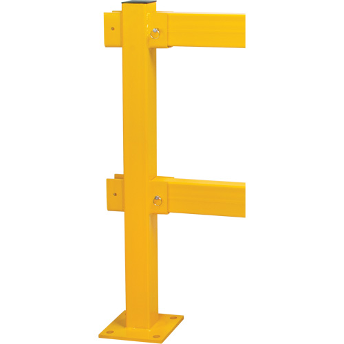 Poteau en ligne pour garde-corps l&eacute;gers, Acier, 42" h, Jaune s&eacute;curit&eacute; OSHA CSL Industriel Inc.